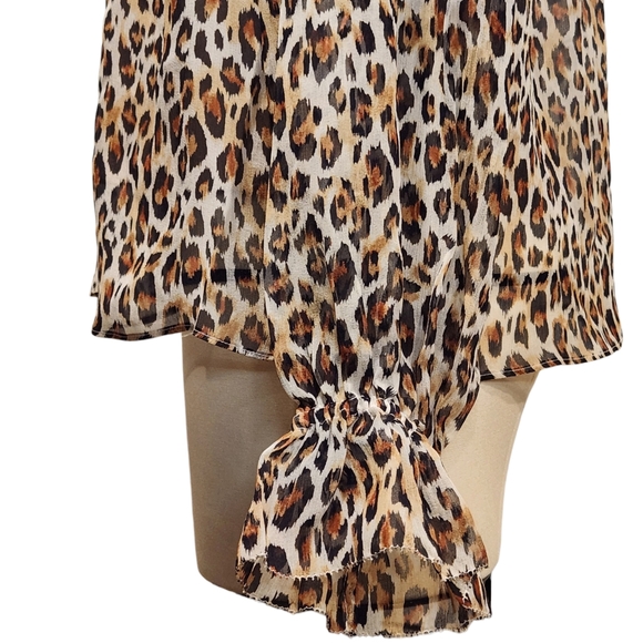 Joie Veron Silk Animal Leopard Print V-Neck Ruffle Blouse Top S - Picture 8 of 14